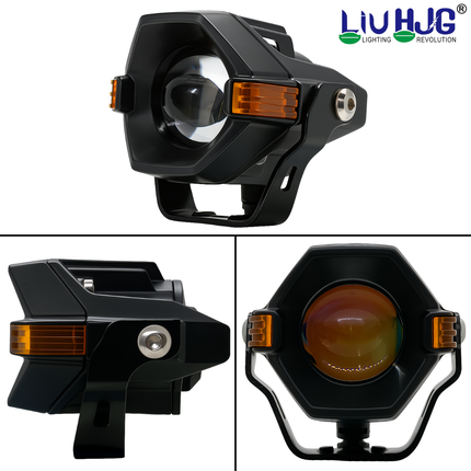 LIU HJG P-85 High Bright LED Fog Light Waterproof & Dustproof & Heat Dissipation 80W 12V DC Power High/Low Beam Yellow, White & Red Devil Eye Reflection Universal Fit For All Bikes & Cars Model Pack of 2 - LIU HJG