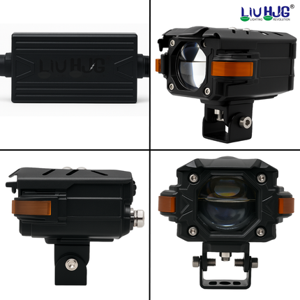LIU HJG P107 120W Yellow/White LED Fog Light with Red Devil Eye Super Bright Fog Lamp Heat Dissipation Waterproof Fog Light for Off-Roading Universal fit for all Bike & Car (Pack of 2) - LIU HJG