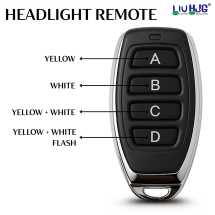 LIU HJG 60+60W Yellow/White LED Headlight Bulb with Remote High Brightness Waterproof H4 Headlight Bulb Universal fit for all Bike & Car (Pack of 1 Piece)