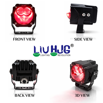 LIU HJG Wiring Harness 3 Lens Goriila Fog Light High Brightness Waterproof & Dustproof 120W 12V DC Power Yellow, White, & Red Devil Eye Light Reflection Universal fit for All Bikes And Car Models (Pack of 2) - LIU HJG