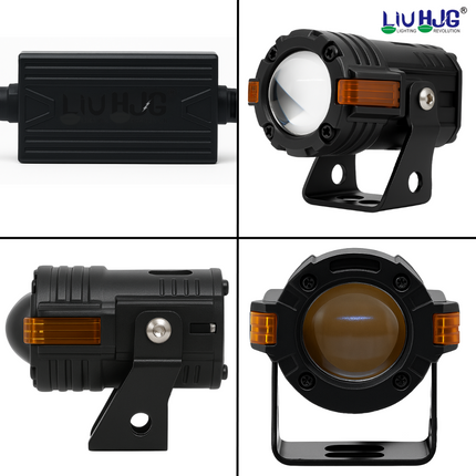 LIU HJG S-82 80W Yellow/White LED Fog Light with Red Devil Eye Light Fog Off-Roading High/Low Beam Reflection 12V DC Waterproof Universal fit for all Bike & Car (Pack of 2) - LIU HJG