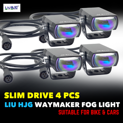 LIU HJG 4Pcs Slim Drive LED Fog Light, Waymaker LED Fog Light, Slim Design LED Fog Light for Bikes, Ultra Thin LED Fog Light for Cars, 4Pcs LED Fog Light Set, Yellow White Dual Beam Fog Light, Universal Slim LED Fog Light