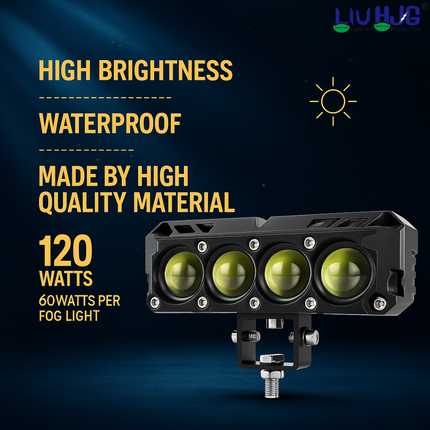 HJG 4-LED 120W Yellow/White Red Devil Eye Fog Light for Bike, Car, Truck & Other Vehicles - LIU HJG