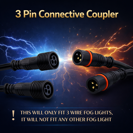 LIU HJG 3 Pin Coupler Premium Wiring Harness for Auxiliary LED Fog Lights 3.4 Meter Wire with Heavy Duty Metal Switch Copper Wiring Suitable for 3 Wire Fog Lights (Pack of 1)