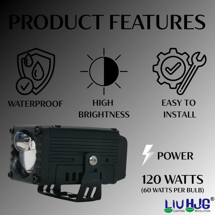 LIU HJG Yellow/White 120 Watt Blaze Waymaker Pro Fog Light With Devil Eye Universal For Bike & Car( Pack of 2)