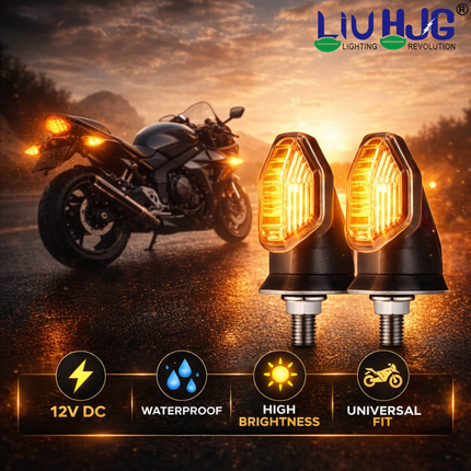 LIU HJG Motorcycle Single LED Turn Signal Light Small Indicators Waterproof Heavy Duty 12V DC Power Yellow Light Reflection Universal fit for All Bikes Models (Pack of 1 Set) - LIU HJG