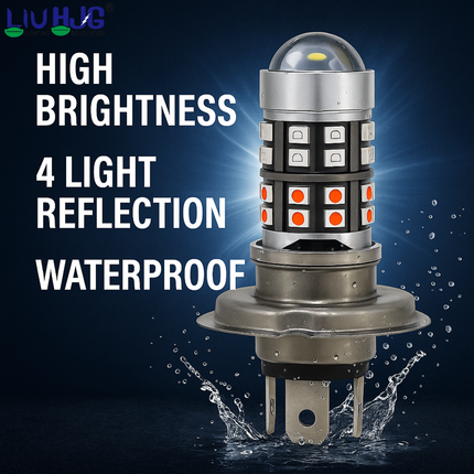 LIU HJG 40 LED Yellow/White & Red/Blue 40 Watt H4 Police Headlight Bulb Universal For Bike & Car( Pack of 1) - LIU HJG