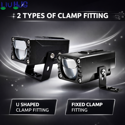LIU HJG LED Dual Cut Lens Fog Light Waterproof & Heat Dissipation 2 Types of Clamp Fitting 120W 12V DC Power White & Red Devil Eye Light Universal fit All Bikes & Cars (Pack of 2) - LIU HJG