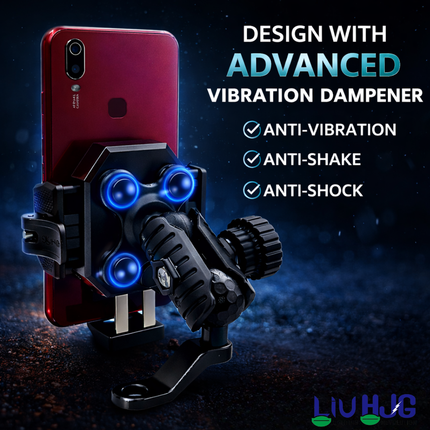 LIU HJG Motorcycle Mobile Holder Heavy Duty Adjustable Mobile Holder with Mirror Fitting Universal Fitment 360 Rotational Shockproof & Secure Grip for Smartphones (Pack 1)