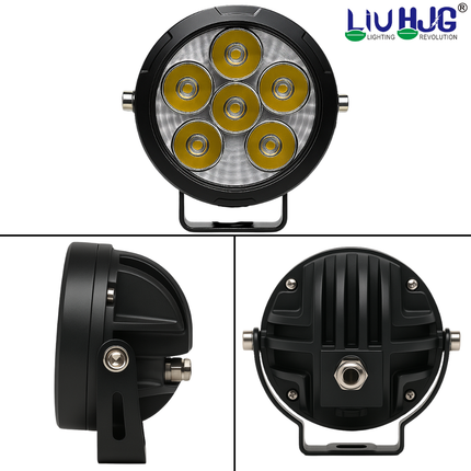 LIU HJG P91 6 LED Round Fog Light With Wiring Kit & Yellow Cap Waterproof & Heat Dissipation 60W 12V DC Power High Bright Yellow & White Light Reflection Universal fit for All Bike & Cars (Pack of 2)