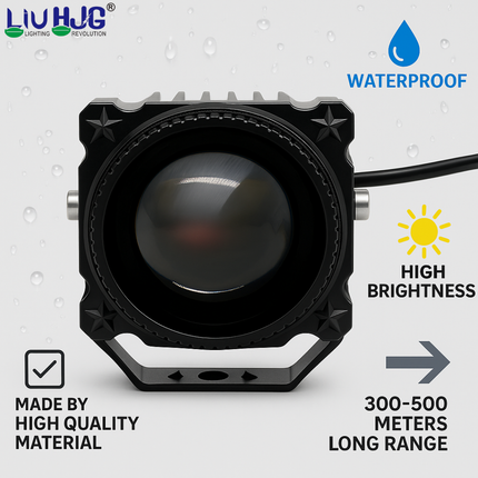 LIU HJG Laser Canon 120W Yellow & White Super Bright LED Fog Light | Featuring 300–500m Range | Universal For Car & Bike (Pack of 2)