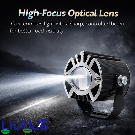 LIU HJG Super Bright LED Single Fog Light Waterproof & Dustproof 25W 12V DC Power Heat Dissipation Yellow White & Blue Devil Eye Light Reflection Universal fit for All Bikes & Cars Model (Pack of 1) - LIU HJG