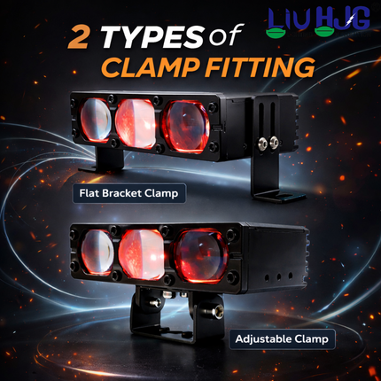 LIU HJG 3 Lens Ultra Bright LED Fog Light Waterproof 7 Dustproof 100W Each (200W Total) 12V-80V DC Power Yellow, White & Red Devil Eye Light Universal fit for All Bikes & Cars Model (Pack of 2) - LIU HJG