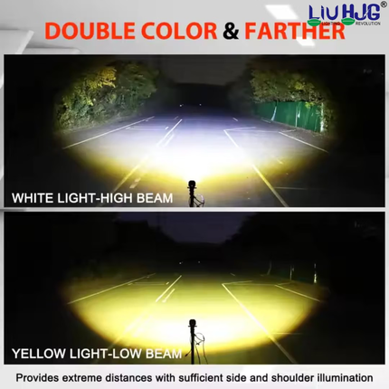 LIU HJG® Original 80W 4-LED 5D Lens Dual-Color Fog Light Kit with Clamp Brackets & Relay Harness (Yellow/White Beam, Pack of 2)