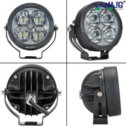 LIU HJG 80W Round 4 LED Fog Lights with Yellow Cap and Wiring Kit Universal for Car & Bike (Pack of 2) - LIU HJG
