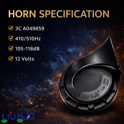 LIU HJG Windtone Horn 410/510Hz 105-118dB Super Loud Sound 3D Waterproof Design Horn Heavy Duty 12V DC Power Black Horn Universal fir for All Bike & Cars Model (Pack of 1 Set) - LIU HJG