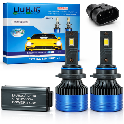LIU HJG LED 9006 Headlight Bulb Waterproof & Dustproof 180W 12V DC Power High Low Beam White Light Reflection Universal fit for All Bikes & Cars Model Pack of 2 Piece - LIU HJG