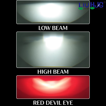 LIU HJG High Bright Dual Cut Lens 2 Inch LED Headlight High Performance 160W 12V DC Power White High/Low Beam & Red Devil Eye Light Reflection Heavy Duty Universal Fitment (Pack of 1 Set)