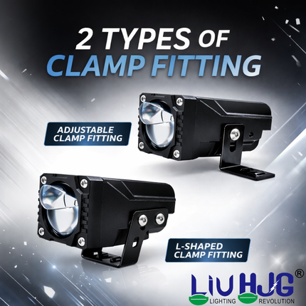 LIU HJG LED Dual Cut Lens Fog Light Waterproof & Dustproof Heat Dissipation 2 Types of Clamp Fitting 120W 12V DC Power White & Red Devil Eye Light Universal fit All Bikes & Cars (Pack of 2) - LIU HJG