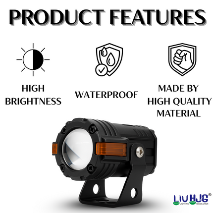 LIU HJG S-82 80W Yellow/White LED Fog Light with Red Devil Eye Light Fog Off-Roading High/Low Beam Reflection 12V DC Waterproof Universal fit for all Bike & Car (Pack of 2) - LIU HJG