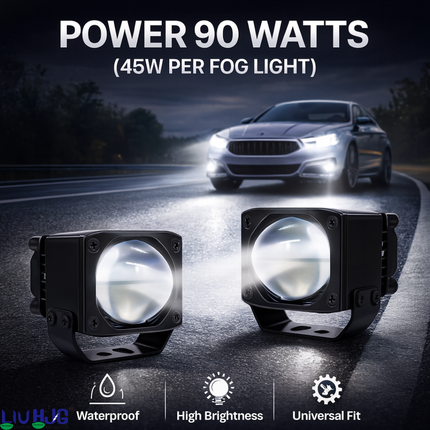 LIU HJG Ultra Bright Led Mini Laser Cannon Fog Light Waterproof & Dustproof Power 90W 12V DC Power Yellow White & Red Devil Eye Light Reflection Universal fit for All Bikes & Car Models (Pack of 2) - LIU HJG