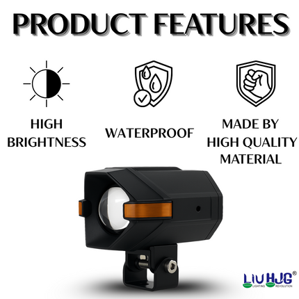 LIU HJG P97 100W Yellow/White LED Fog Light with Red Devil Eye Waterproof High Bright Fog Lamp High Low Beam Reflection 12V DC Universal fit for All Bike & Car (Pack Of 2) - LIU HJG