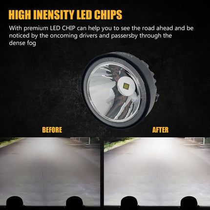 LIU HJG 4 inch fog light, white super bright driving light, LED fog lamp for bike and car, 4 inch LED fog light pair, high power fog lights, universal driving fog light, waterproof LED fog lamp, car fog light 4 inch, bike driving light 4 inch, super bright LED fog light, LIU HJG fog light 2pcs, 4 inch auxiliary light for vehicles