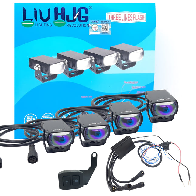 LIU HJG 4Pcs Slim Drive LED Fog Light, Waymaker LED Fog Light, Slim Design LED Fog Light for Bikes, Ultra Thin LED Fog Light for Cars, 4Pcs LED Fog Light Set, Yellow White Dual Beam Fog Light, Universal Slim LED Fog Light