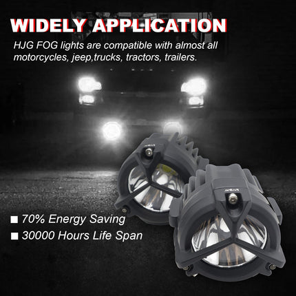 LIU HJG 60W White LED Fog Light | Universal Fit for Bikes & Cars | 12V–80V DC | High Brightness Fog Lamp (Pack of 2)
