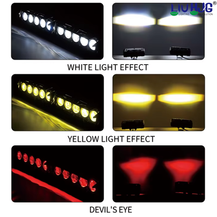 LIU HJG 180W (Pair) Mega Drive 5 Lens Dual Color Yellow/White LED Fog Light – High Power Auxiliary Lights for Bike & Car (12V–80V, Waterproof) - LIU HJG