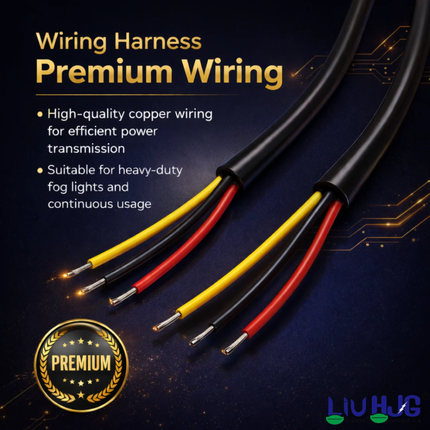 LIU HJG 3 Pin Premium Wiring Harness 3.4M Heavy Duty Copper Wire with Metal Wireless Switch for Auxiliary LED Fog Lights Universal Fit (Pack of 1) - LIU HJG