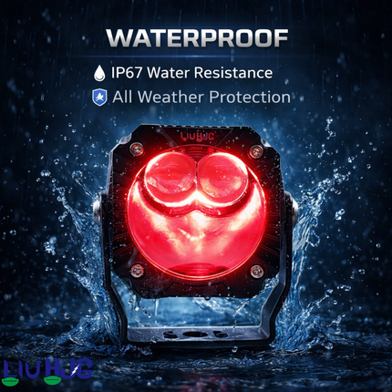 LIU HJG 3 Lens Gorilla Fog Light Waterproof & Dustproof 60W Each (120W Total) 12V-80V DC Power Yellow, White, Warm White, Red Devil Eye Light Reflection Universal fit All Bike & Car Model (Pack 2) - LIU HJG