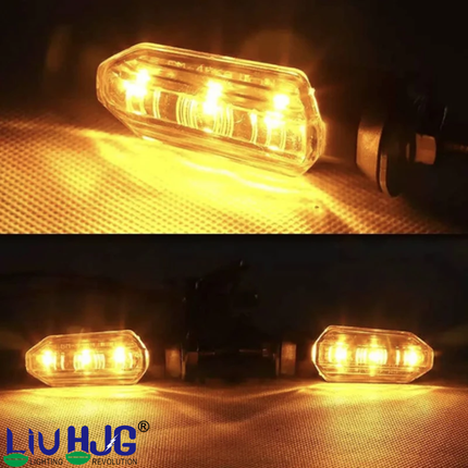 LIU HJG Motorcycle 3 LED Turn Signal Light Small Indicators Waterproof Heavy Duty 12V DC Power Yellow Light Reflection Universal fit for All Bikes Models (Pack of 1 Set)
