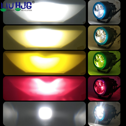 LIU HJG 3 Lens LED Super Bright fog Light Waterproof & Heat Dissipation, 100W 12V DC Power Yellow, White & Red Devil Eye Light Reflection Universal fit for All Bikes & Cars Models (Pack of 2) - LIU HJG