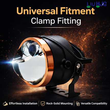 LIU HJG 3 Inch LED Projector Lens Laser Fog Lamp Waterproof & Heat Dissipation 120W 12V DC Power Yellow White & Red Devil Eye Light Reflection Universal Fit For All Bikes & Cars Model (Pack of 2