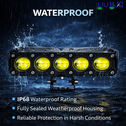 LIU HJG Future Eye 5 Lens LED Fog Light With Wiring Kit (Harness & Remote) Waterproof & Dustproof Power 75W Each (150W Total) 12V-80V DC Power HJG for Cars & Bikes (Pack of 2) - LIU HJG