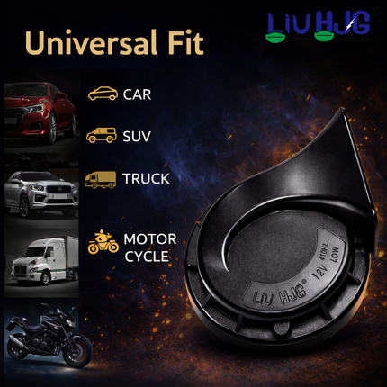 LIU HJG Windtone Horn 410/510Hz 105-118dB Super Loud Sound 3D Waterproof Design Horn Heavy Duty 12V DC Power Black Horn Universal fir for All Bike & Cars Model (Pack of 1 Set) - LIU HJG