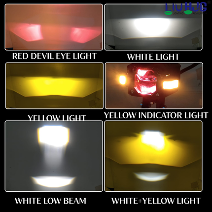 LIU HJG P107 120W Yellow/White LED Fog Light with Red Devil Eye Super Bright Fog Lamp Heat Dissipation Waterproof Fog Light for Off-Roading Universal fit for all Bike & Car (Pack of 2) - LIU HJG