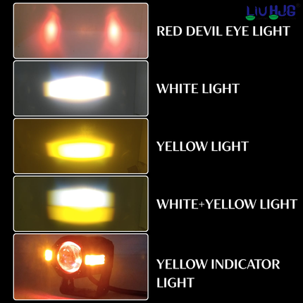 LIU HJG S-82 Fog Light With Wiring Kit Wateproof & Heat Dissipation High/Low Beam 80W 12V DC Power Yellow, White & Red Devil Eye Light Super Brightness Universal fit for All Bikes & Cars (Pack 2) - LIU HJG