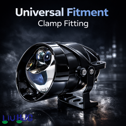 LIU HJG 3 Inch LED Projector Lens Laser Fog Lamp with Cap Waterproof & Heat Dissipation 120W 12V DC Power Yellow White & Red Devil Eye Light Reflection Universal Fit All Bikes & Cars Model (Pack of 2)