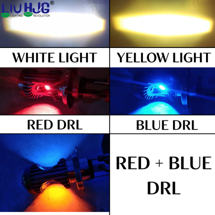 LIU HJG Yellow/White & Red/Blue 20 Watt H4 Police Headlight Bulb Universal For Bike & Car( Pack of 1) - LIU HJG