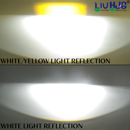 LIU HJG H4 Golden Projector Headlight Bulb Waterproof & Dustproof High Brightness 50W 12V DC Power Yellow & White Light Reflection Universal fit For All Bikes & Cars Model (Pack of 1)