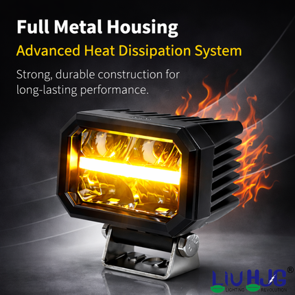 LIU HJG 4 LED High Bright Fog Light Waterproof & Dustproof 50 Watts 12V DC Power Yellow+White & Yellow DRL Light Reflection Universal fit for All Bikes & Cars (Pack of 2) - LIU HJG