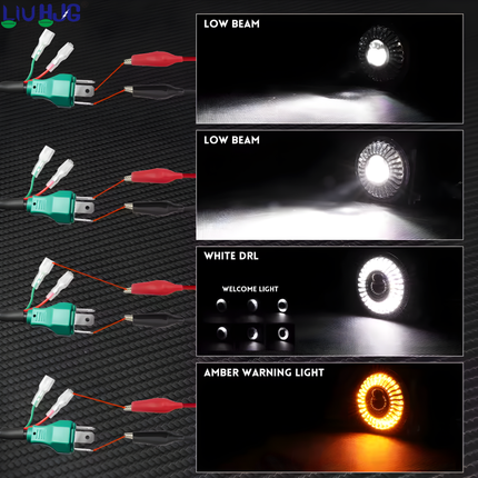 LIU HJG Dual Lens DRL LED 7 Inch Headlight 55W 12V DC Power Waterproof & Heat Dissipation High/Low Beam Yellow & White DRL Light Universal fit for Jeep, Classic 350 & Thar & Other (Pack of 1) - LIU HJG