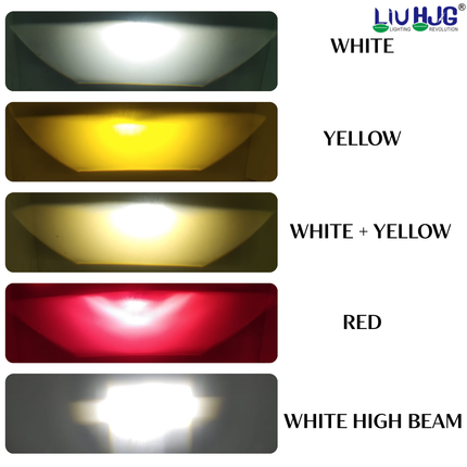 LIU HJG 2 Lens LED Super Bright fog Light Waterproof & Heat Dissipation, 100W 12V DC Power Yellow, White & Red Devil Eye Light Reflection Universal fit for All Bikes & Cars Models (Pack of 2) - LIU HJG