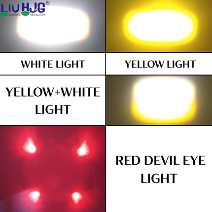 LIU HJG Ultra Bright Led Mini Laser Cannon Fog Light Waterproof & Dustproof Power 90W 12V DC Power Yellow White & Red Devil Eye Light Reflection Universal fit for All Bikes & Car Models (Pack of 2) - LIU HJG