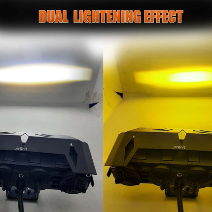 LIU HJG 180W (Pair) Mega Drive 5 Lens Dual Color Yellow/White LED Fog Light – High Power Auxiliary Lights for Bike & Car (12V–80V, Waterproof)