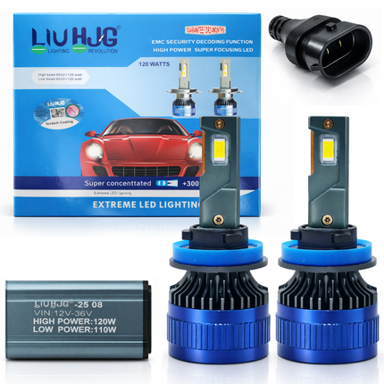 LIU HJG LED H8/H9/H11 Headlight Bulb Waterproof & Dustproof 120W 12V DC Power High Low Beam White Light Reflection Universal fit for All Bikes & Cars Model Pack of 2 Piece - LIU HJG