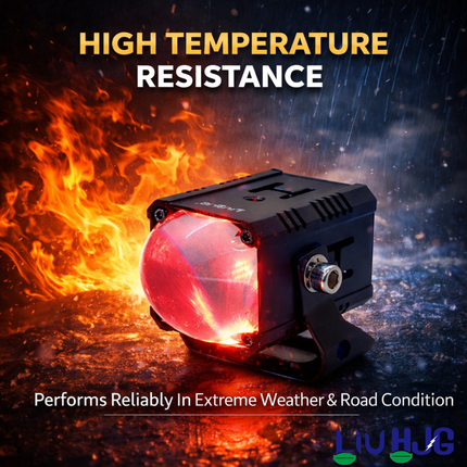 LIU HJG Single Lens High Bright LED Fog Light Waterproof & Dustproof 60W 12V-80V DC Power Yellow White & Red Devil Eye Light Reflection Universal fit for All Bikes & Cars (Pack of 2) - LIU HJG