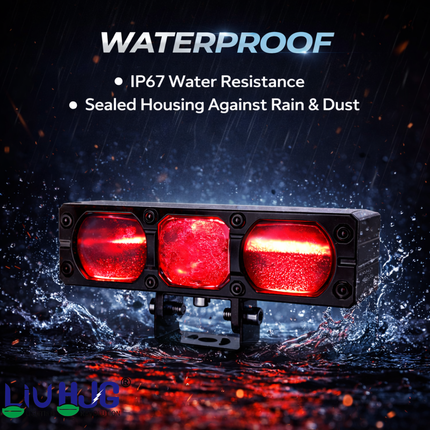 LIU HJG 3 Lens Ultra Bright LED Fog Light Waterproof 7 Dustproof 100W Each (200W Total) 12V-80V DC Power Yellow, White & Red Devil Eye Light Universal fit for All Bikes & Cars Model (Pack of 2) - LIU HJG